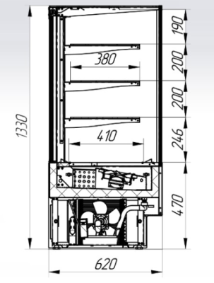 Витрина нейтральная CRYSPI ADAGIO N CUBE 1300
